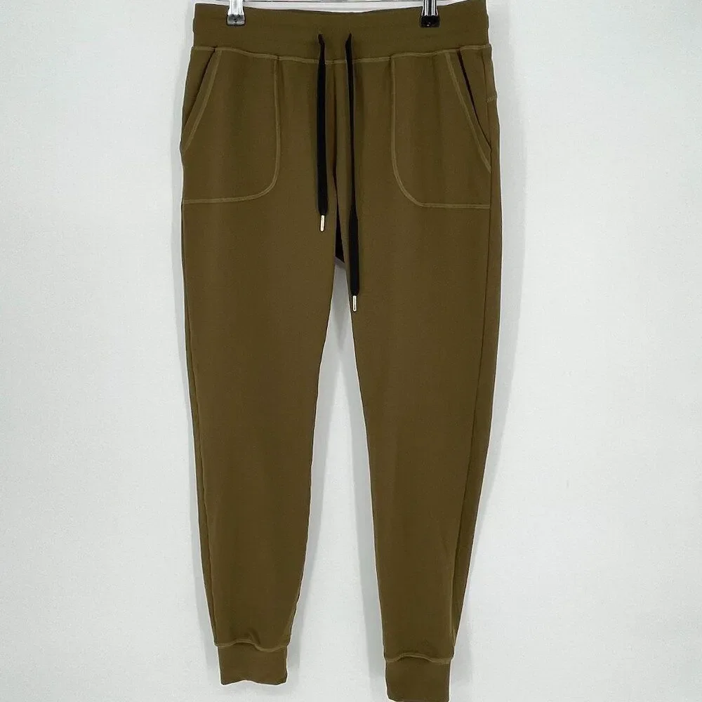 Zyia Unwind Jogger Pants Women's Size Small in Olive‎ Green Drawstring Pockets